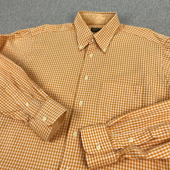 Gitman Bros. Shirt Mens M Long Sleeve Button Down Orange Gingham Plaid USA Made - Picture 3 of 9